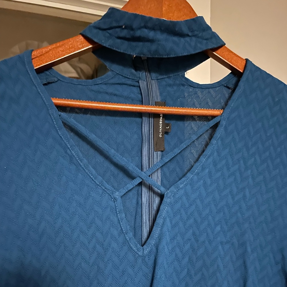 Blue Criss Cross Long Sleeve